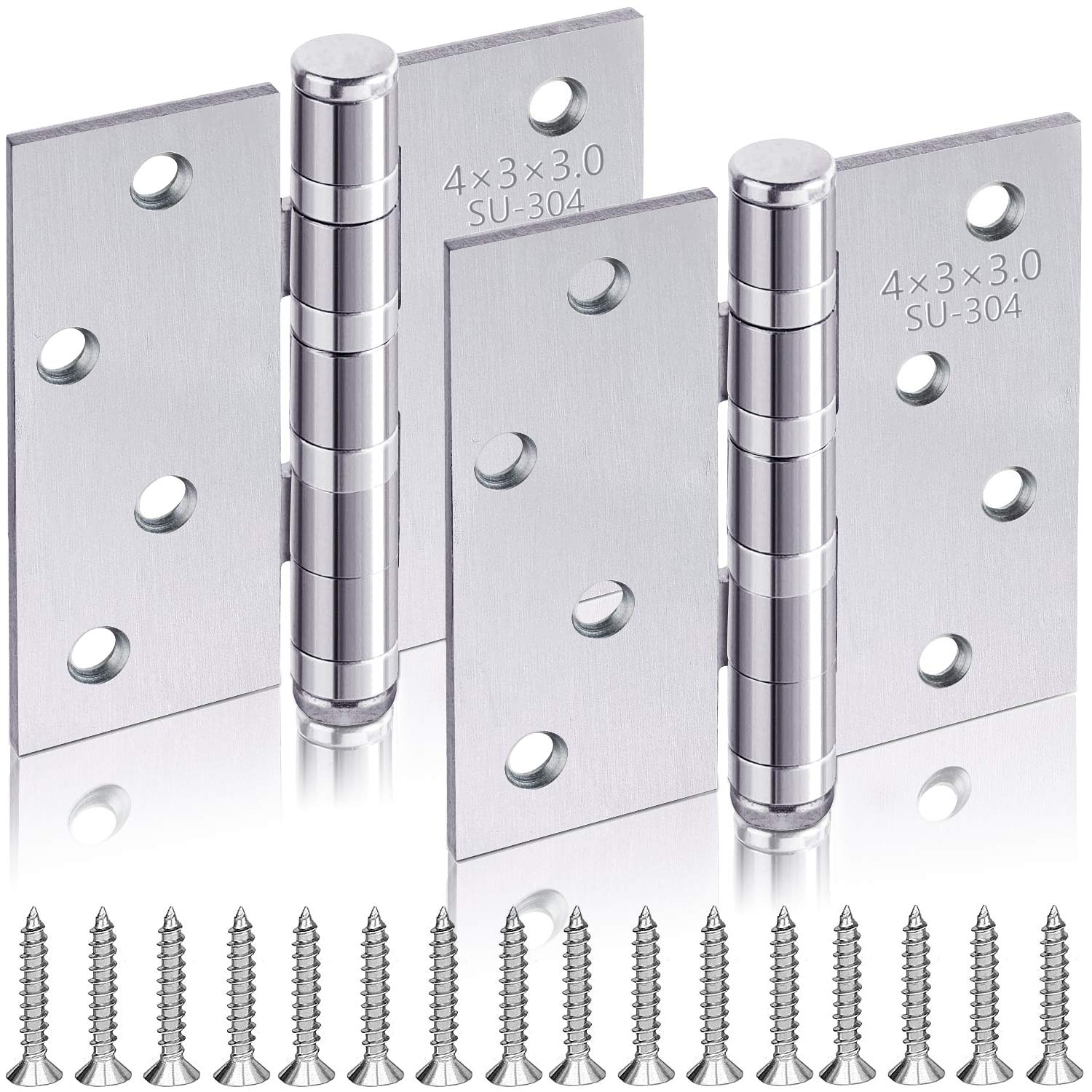 Door Hinge 4 inch (100 x 75 x 2.3 mm) Butt Hinges 304 Stainless Steel Ball Bearing Door Hinges for Internal & External Doors