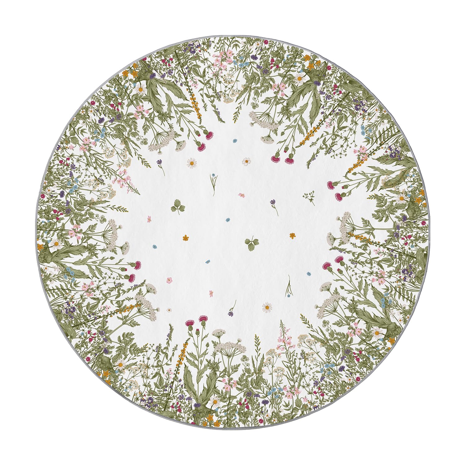 Photo 1 of Artoid Mode Antique Herbs and Wild Floral Round Rug, Spring Circle Rug Home Decor Low-Profile Washable Area Rugs for Entryway Bedroom Living Room Laundry Room Indoor 4 Feet