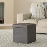 SONGMICS Storage Ottoman Foldable 38x38 cm Foot Rest Slate Grey LSF227G51 view 2