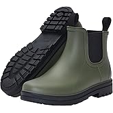 planone All-Day Comfort Short Rain Boots for Women Supportive Arch Support Chelsea Boots Fashion Waterproof Ankle Non-Slip Rubber Shoes with Removable Cushioned Insole