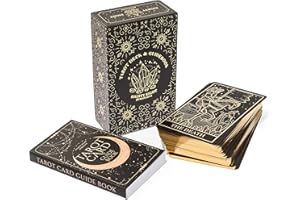 EIGHTY EIGHT MIRACLES Mystical Gold Foil and Black Tarot Cards with Guide Book for Beginner Tarot Readers; Large Tarot Deck Extensive Guidebook Symbolic Meanings of Past History and Future Destiny