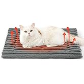 Bedsure ComfyFleece Self Warming Cat Bed, Small Self Heating Dog Crate Pad, Thermal Extra Warm Puppy Mat Indoor, Non-Slip & Washable, Not Electric, 24" x 18", Grey