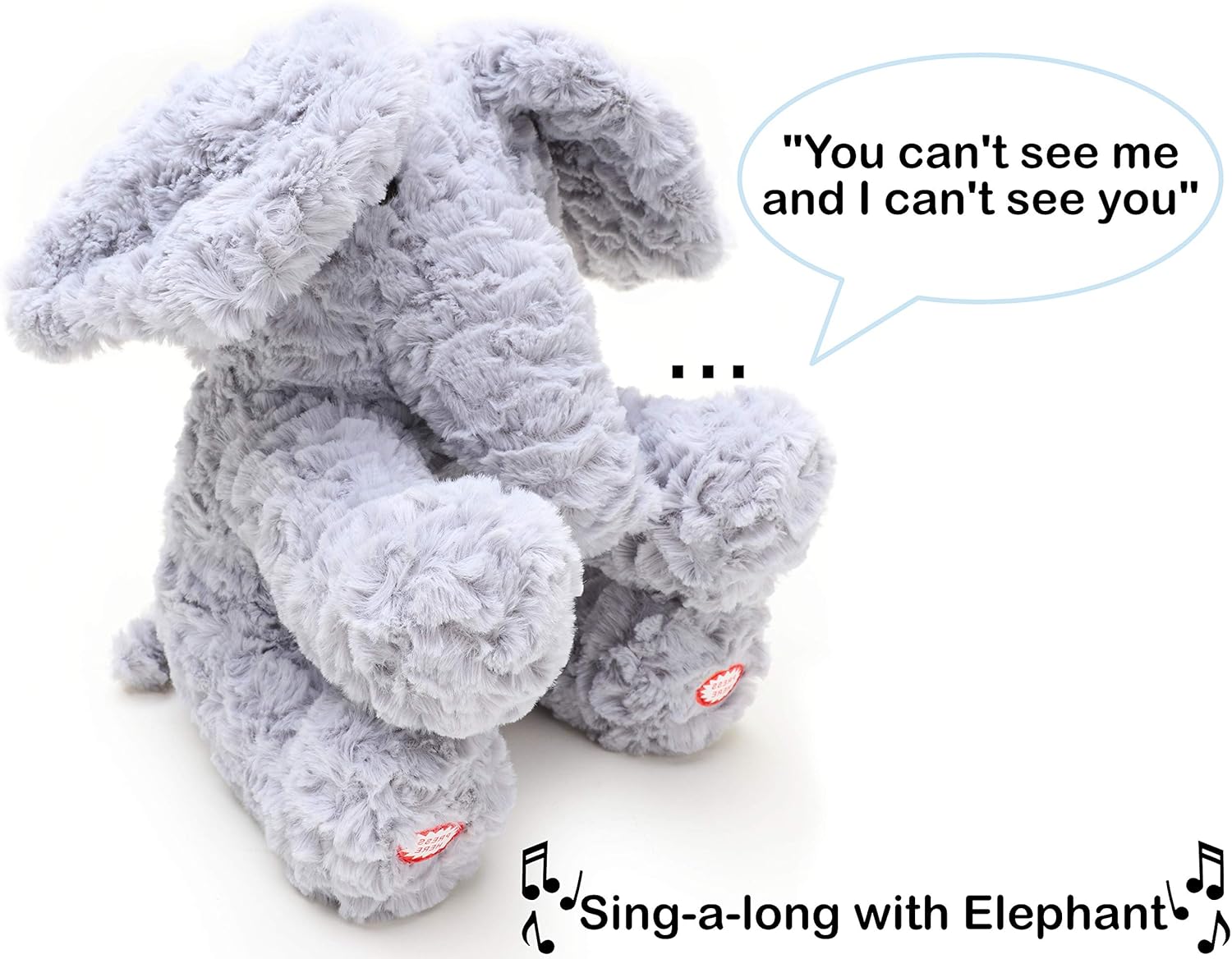 Toyland® 30cm (12") Interactive Peekaboo Elephant Plush Toy, Singing & Peek-a-Boo Animatronic Soft Toy for Toddlers & Babies - Image 5