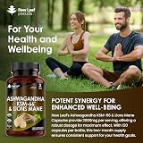New Leaf Ashwagandha KSM-66 and Lions Mane 2000mg Capsules UK Made 120 view 3