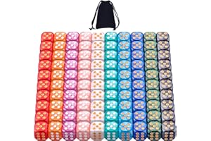 AUSTOR 100 Pieces 12mm Dice 6 Sided Game Dice Pearl Colors Round Corner Dices Tiny Dice for Tenzi, Farkle, Yahtzee, Bunco or 