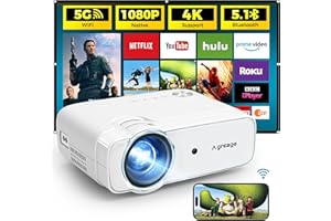 Projector with WiFi and Bluetooth, 5G WiFi Native 1080P 14000L 4K Supported, AGREAGO Portable Outdoor Projector with Screen, Home Theater Projector Compatible with TV Stick/iOS/Android/Win/HDMI/USB