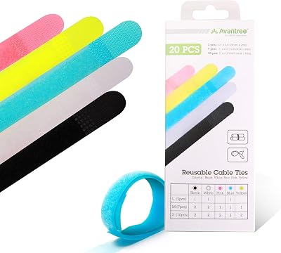 Avantree 20pk Reusable Cable Ties Straps for Earbuds Phones Electronics PC Wire