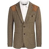 PJ PAUL JONES Men's Blazer Herringbone Tweed Sport Coats Two Button Wool Blend Formal Jacket