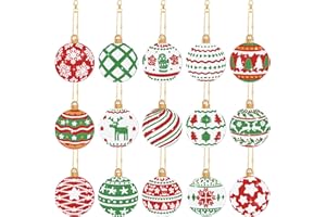 Yuxung 15 Pcs Christmas Diamond DIY Craft Painting Keychain 5D Xmas Diamond Art Kit Hanging Decor Ornament for Kid