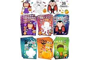 SWARKOL 36 Sheets Halloween Stickers for Kids Make Your Own Halloween Stickers, Halloween Party Games Stickers for Kids, Halloween Party Favors Trick or Treat Party Supplies