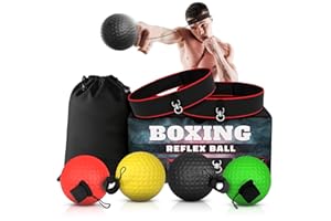 BURIUS Boxing Reflex Ball Set with 4 Difficulty Balls & 2 Adjustable Headbands – Reaction Ball Training Kit for Adults, Improves Speed, Focus & Coordination, Great Gift for Men, Boxers & Fitness Fans