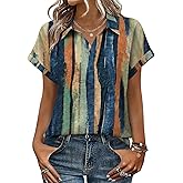 Zeagoo Womens Tops Short Sleeve Shirts Button Down Casual Blouses V Neck Outfits Summer Spring Clothes 2026