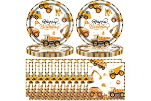 40 Pcs Construction Plates And Napkins Party Supplies, Truck Birthday Decorations Disposable Paper Tableware Set for Boys Kid