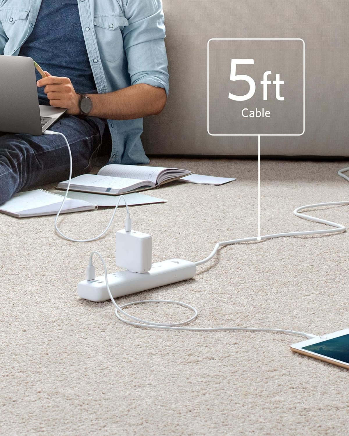 Anker Power Strip with USB, 3-Outlet & 3 PowerIQ USB Power Strip, PowerPort Strip 3 with 5 Foot Long Extension Cord, Flat Plug, Safety Shutter, for Home, Office: Electronics