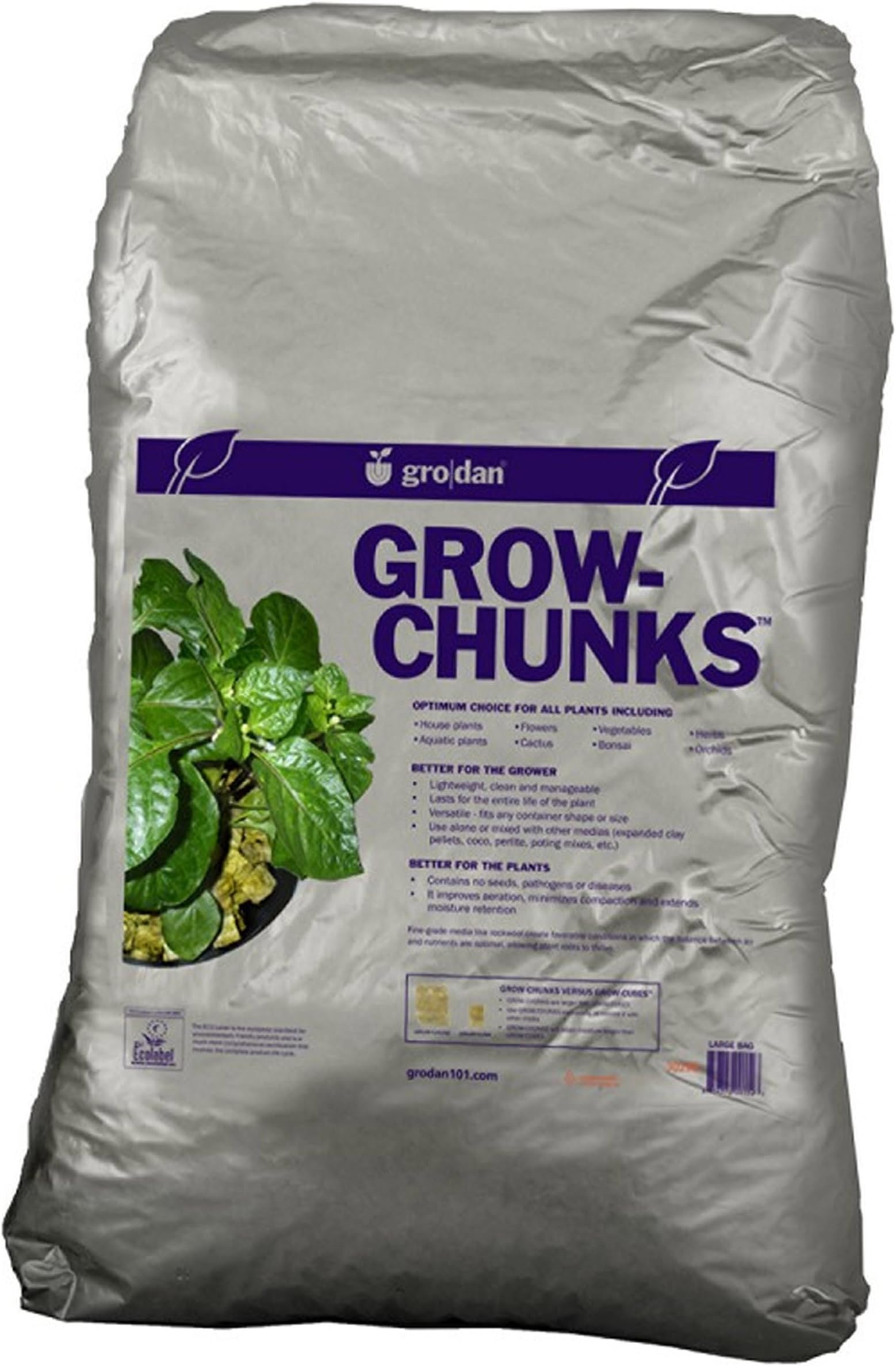 Grodan, RW108003 Grow Chunks, 2 cu ft, case of 3 Bags, Brown