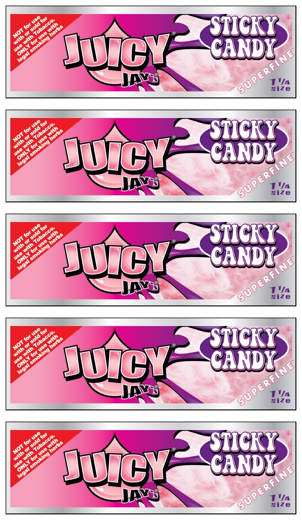 1 & 1/4 Superfine Sticky Candy {5 Packs} Flavored Rolling Papers