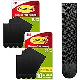 Command 20 Lb XL Heavyweight Picture Hanging Strips, Damage Free Hanging Picture Hangers, Heavy Duty Wall Hanging Strips for Living Spaces, 20 Black Adhesive Strip Pairs, PH217BLK-10NA