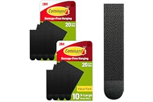 Command 20 Lb XL Heavyweight Picture Hanging Strips, Damage Free Hanging Picture Hangers, Heavy Duty Wall Hanging Strips for Living Spaces, 20 Black Adhesive Strip Pairs, PH217BLK-10NA