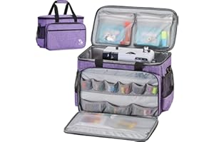Golkcurx Sewing Machine Case with Removable Padding Pad, Tote Bag for Sewing Machine with Shoulder Strap for Most Standard Singer, Brother, Janome, Purple