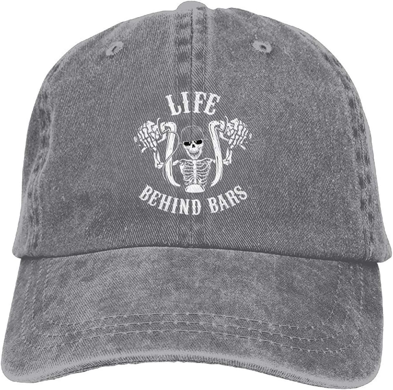 Life Behind Bars Motorcycle Biker Denim Hat Adjustable Men Flag Baseball Caps