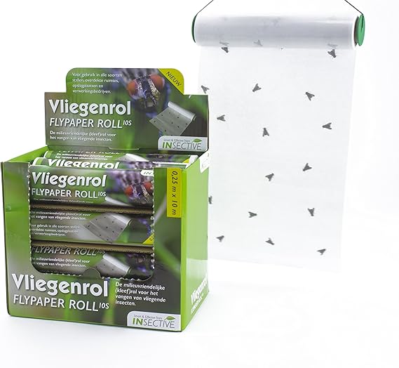 Insective Fly Paper Roll 10 Meters Large Fly Sticky Roll Fly Trap Glue Roll, white Buy Online