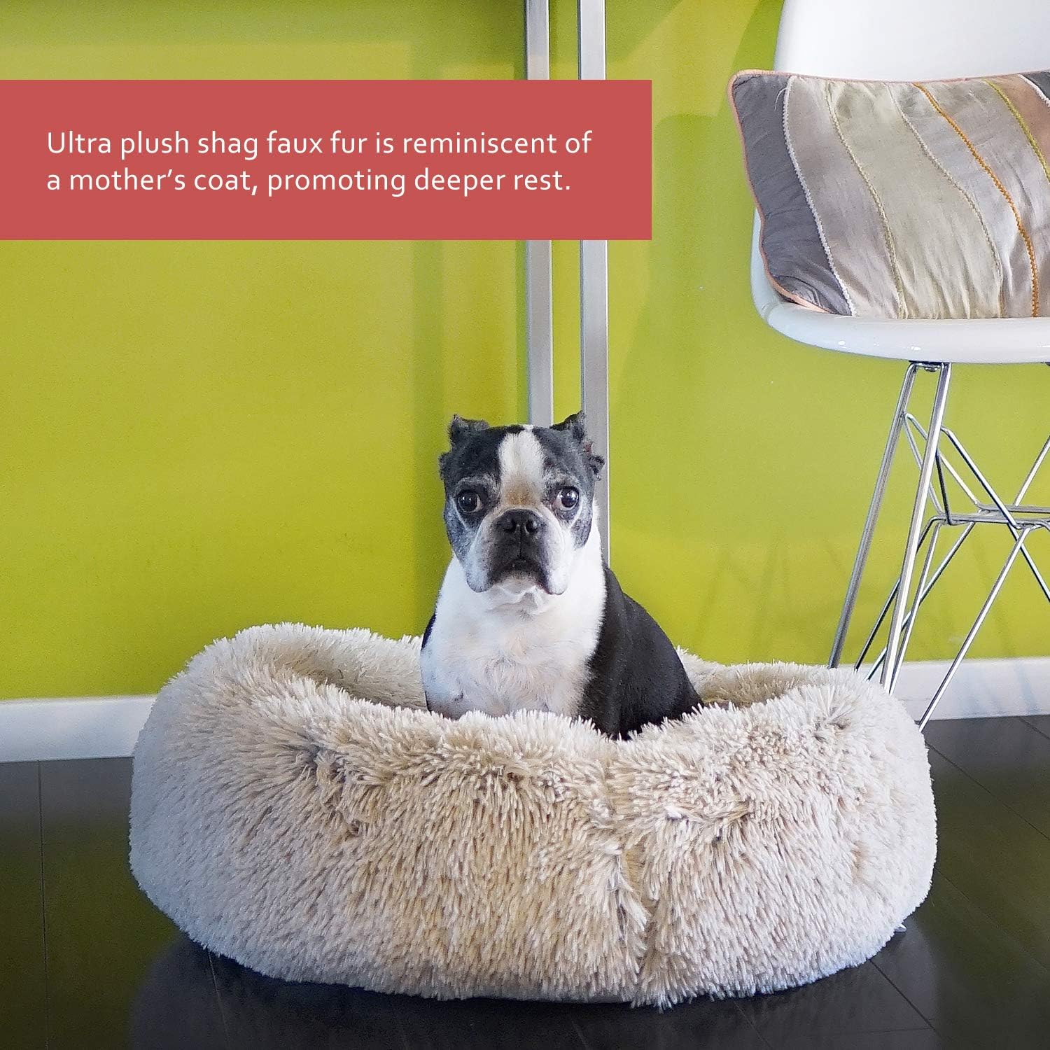 Best Friends by Sheri Calming Shag Vegan Fur Donut Cuddler (23x23 Small - Taupe), Cat and Dog Bed, Self Warming and Cozy for Improved Sleep, Machine Washable for Pets Up to 25 lbs. : Pet Supplies