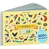 Cupkin Bird Sticker Book Activity for Kids, Toddler Airplane Travel Essentials, 500+ Parrot Stickers + 12 Scenes + 12 Coloring Book Pages, Bird Lover Kids Gift, Kid Crafts for Ages 2-8