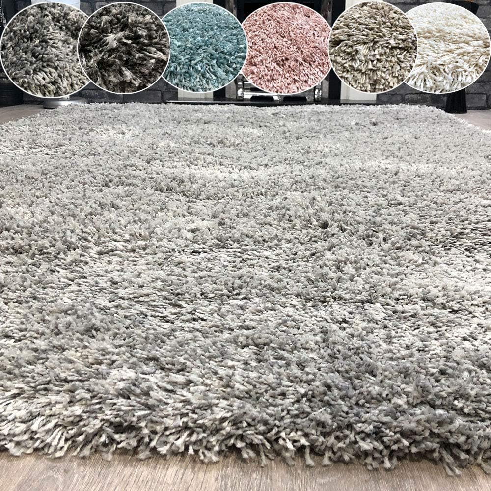 Modern Style Rugs Silver Grey Shaggy Rug Soft Touch Thick Quality Dense