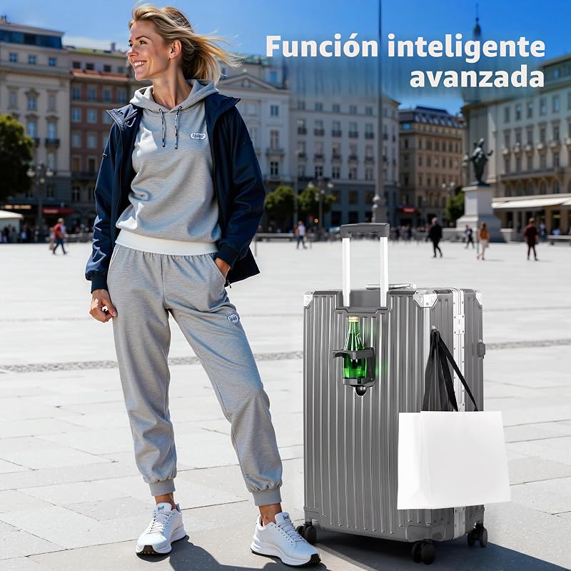Maleta Cabina Rígida de Viaje Mediana 55.5x37x22 CM Policarbonato y Marco de Aluminio TSA Candado con Ruedas Giratorias 37L