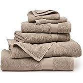 BOLL & BRANCH Plush Bath Towel Set - Oak - 6 Piece - Includes 2 Bath Towels, 2 Hand Towels & 2 Washcloths - 100% Organic Cotton - Ultra Soft & Luxurious - Quick Absorbing