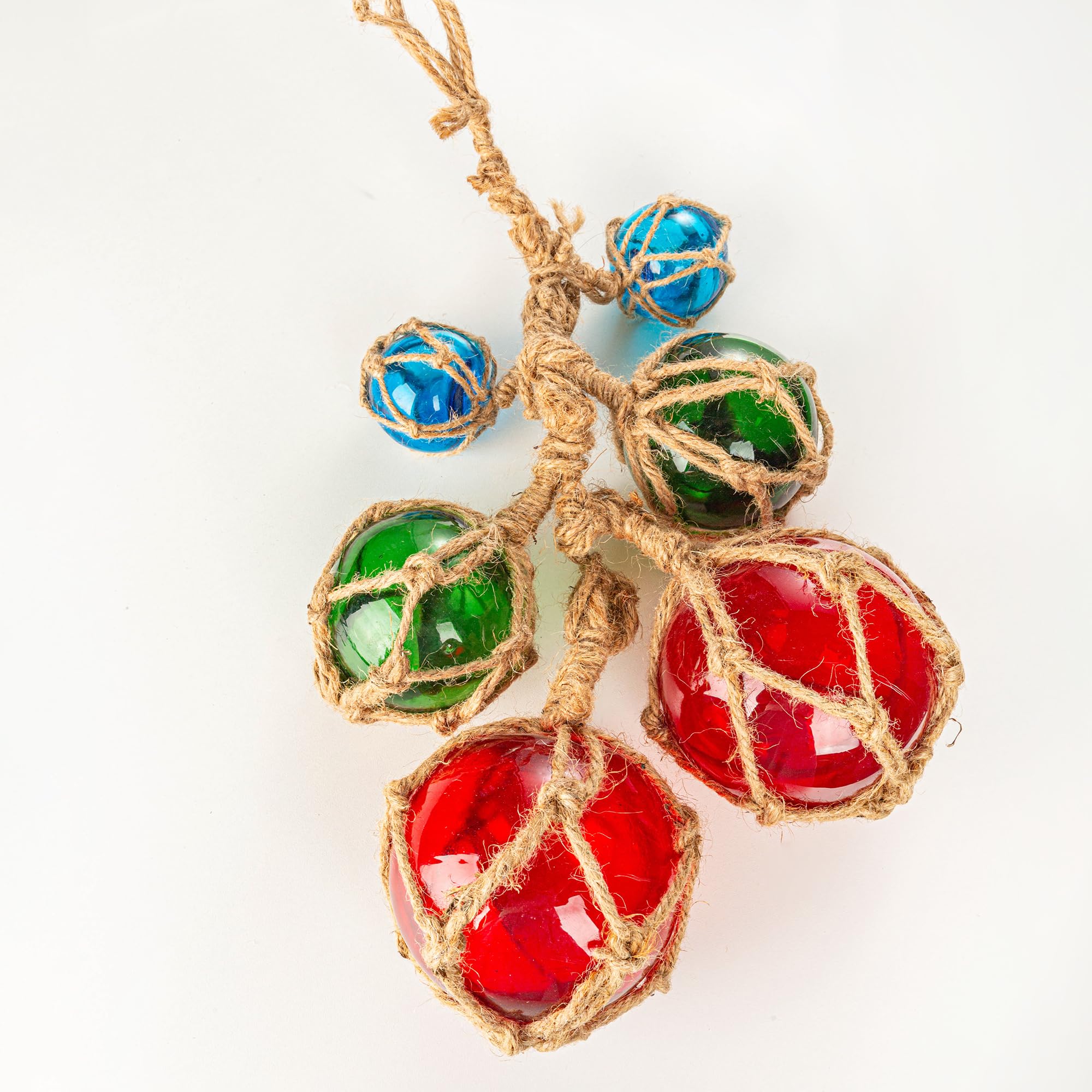 Photo 1 of Strand of 6 Glass Fishing Float Buoy Nautical Beach Coastal Decorative Balls Japanese Fish Net Buoys Tiki Holiday Decor