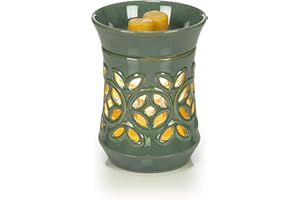 VP Home Wall Plug-in Wax Warmer for Scented Wax Ceramic Floral Sage Electric Home Fragrance Warmer for Essential Oils Candle Wax Melts and Tarts Scent Warmer Night Light