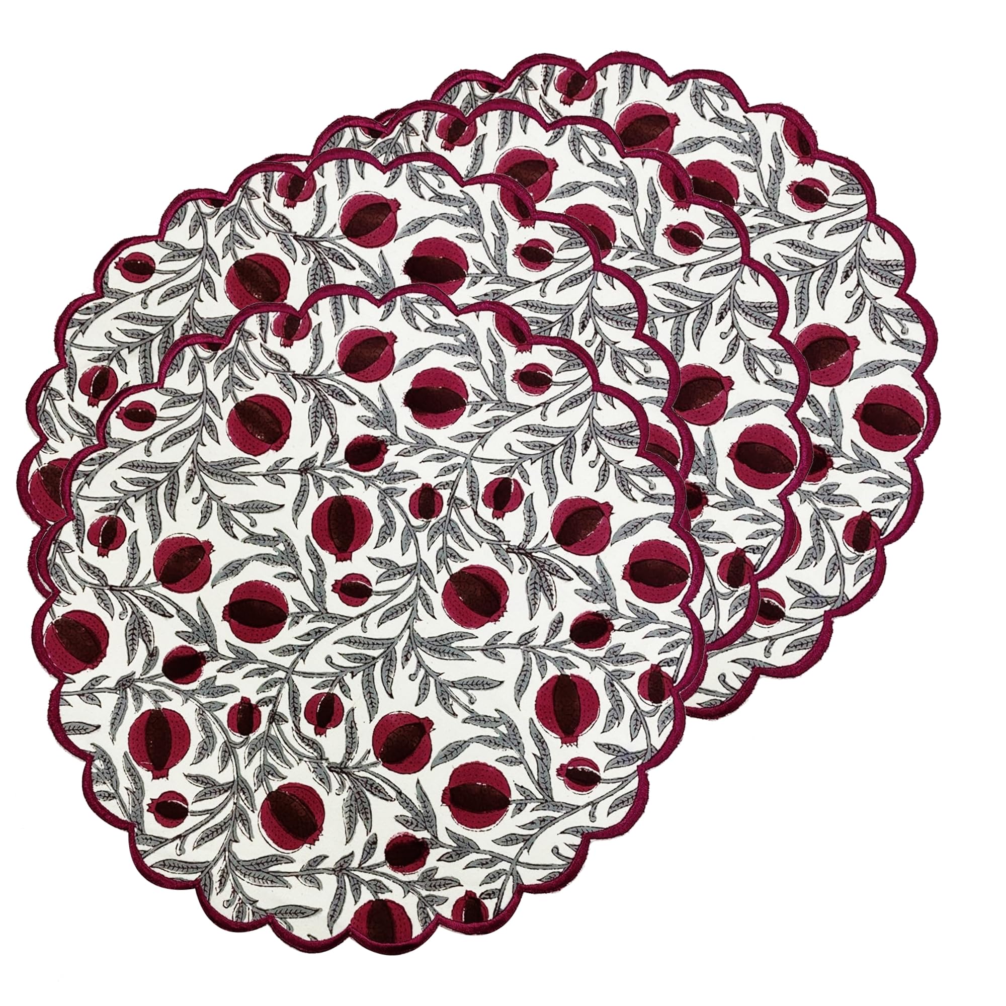 Ridhi Sangria Red Bo-ho Round Place Mat Double