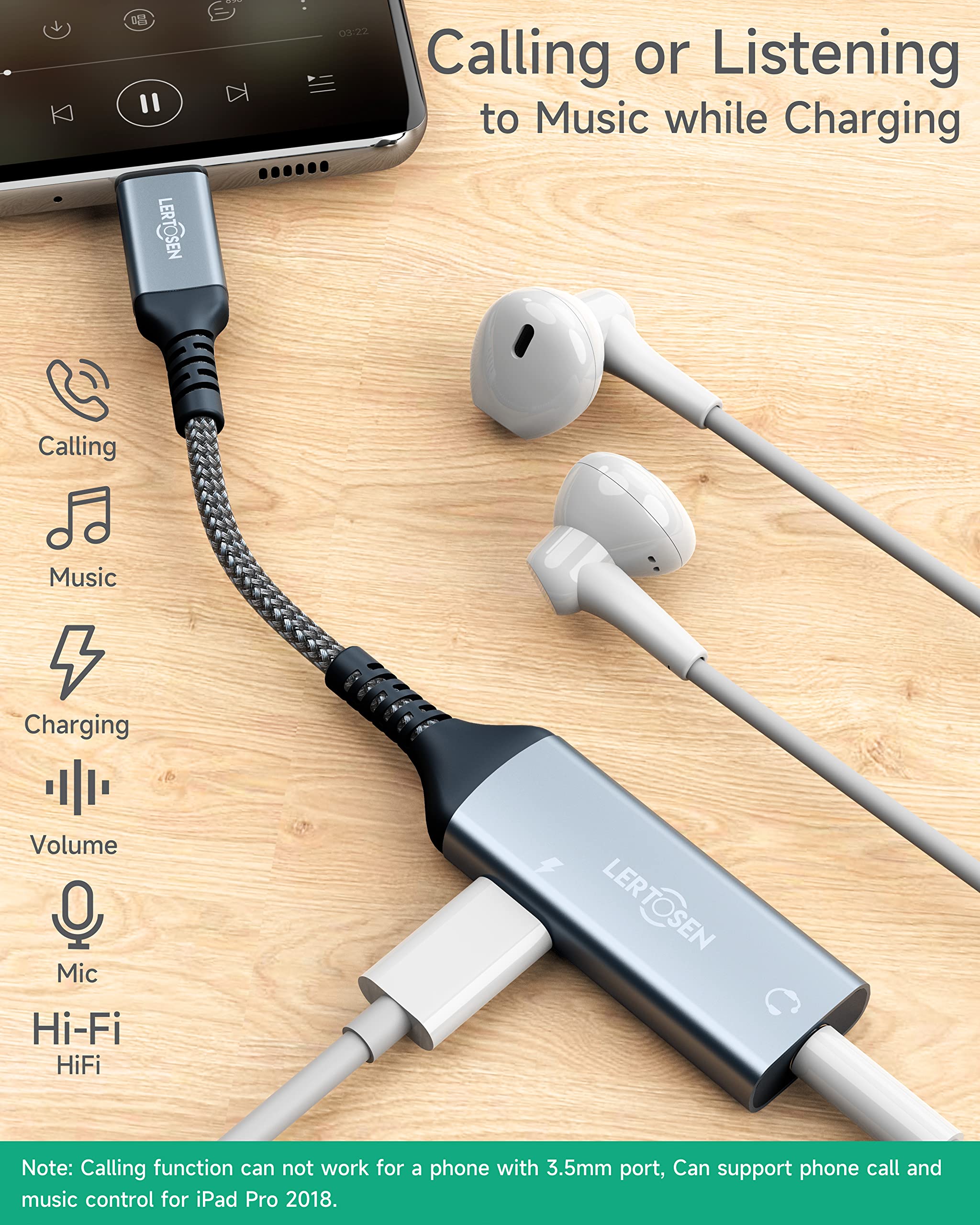 USB C to 3.5mm Headphone and Charger Adapter, 2 in 1 USB C to Aux Audio Jack with PD Fast Charging Dongle Cable Cord for Phone 16 15 Pro Max Samsung Galaxy S25 S24 S23 Pixel Ultra,iPad Pro