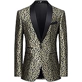 Men's Floral Paisley Tuxedo Jackets Shawl Lapel Formal 2 Piece Suit Blazer for Wedding Prom Dinner