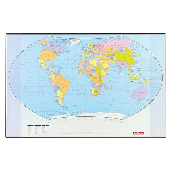 Herlitz 5552203 Schreibunterlage Weltkarte 70x45cm