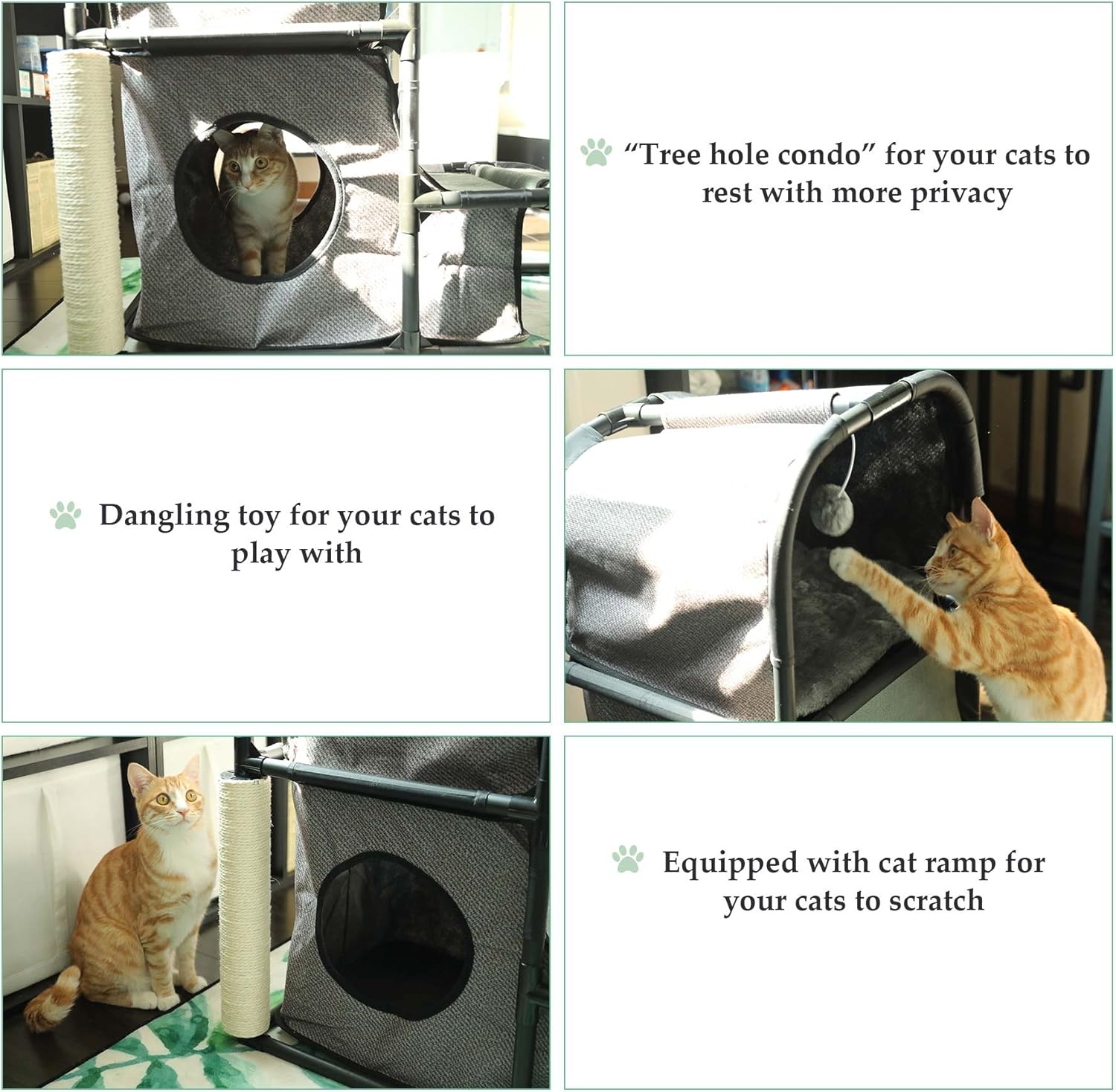 CO-Z 4 in 1 Multi-Functional Cat Tree Condo Furniture, Super Stable Cat Tower House, Combined with Cat Bed, Cat Climber, Peek Holes, Scratching Post & Dangling Toy : Pet Supplies