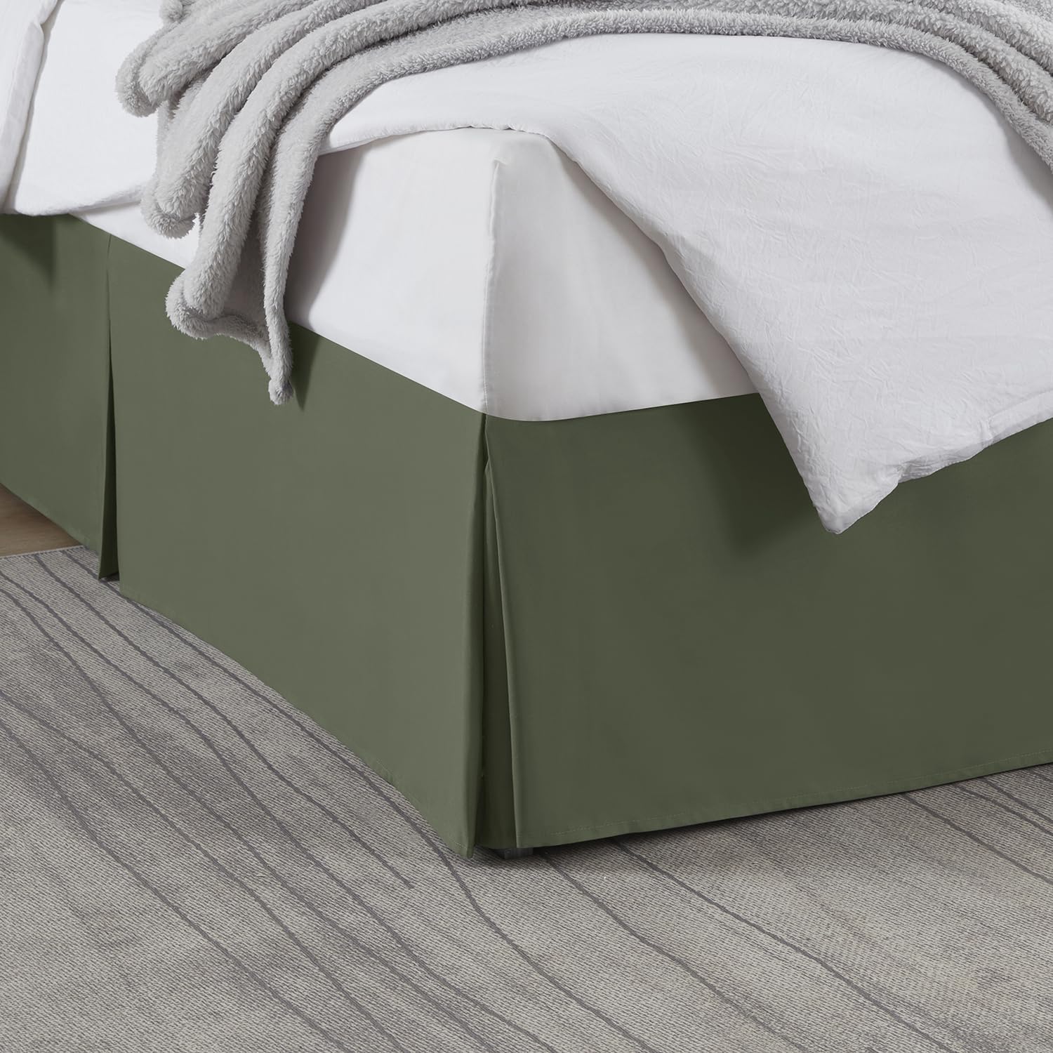 Photo 1 of Nestl Olive Green Twin Bed Skirt - Twin Size Bed Skirt 14 Inch Drop - Brushed Microfiber Hotel Quality Pleated - Shrinkage & Fade Resistant