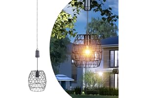 Larekook 6 Hours Timer Battery Operated Outdoor Hanging Light — Outdoor Indoor Pendant Chandelier Waterproof Porch Gazebo Patio Pendant Lantern Chandelier Lighting-Out Auto On/Off