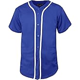 Hat and Beyond Mens Baseball Jersey Button Down T Shirts Hipster Plain Hip Hop 1UPA02