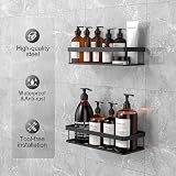 UUlioyer Shower Caddy 2-Pack Waterproof No Drilling Black Bathroom Shelf view 2