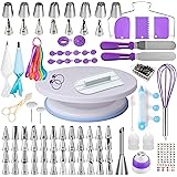 Cake Decorating Supplies Kit for Beginners, Set of 138, Baking Pastry Tools, 1 Turntable stand-55 Numbered Icing Tips with Pa