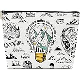 ELSGFHSU Inspirational Hiking Makeup Bag, Camping Essentials Travel Gifts for Women, A journey of a thousand milesstarts with a single step Cosmetic Bag