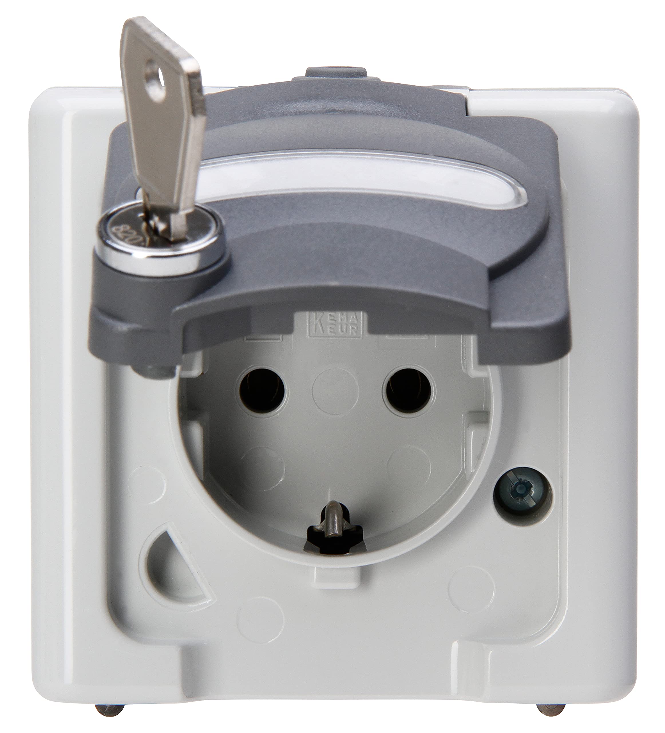 Kopp 103512000 AP Schuko Blue Electric - Protective Contact Socket with Hinged Lid and Safety Lock No. 11, Colour: Grey