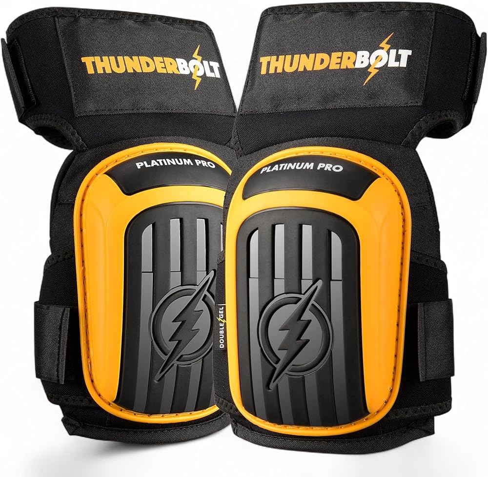 Thunderbolt Knee Pads Men Heavy Duty Gel Cushion Non-Slip Straps