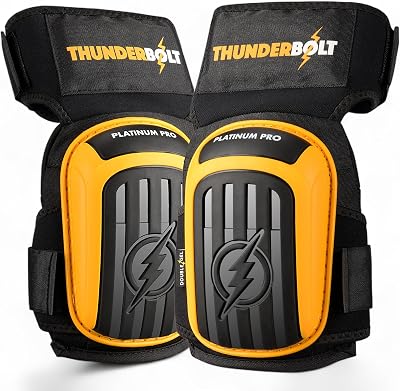 Thunderbolt Knee Pads Men Heavy Duty Gel Cushion Non-Slip Straps