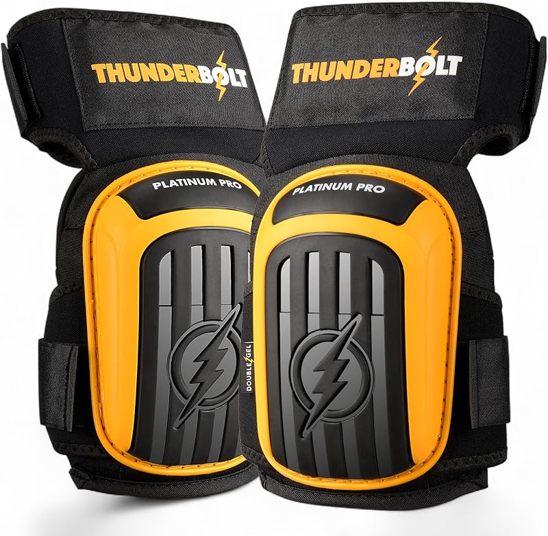 Thunderbolt Knee Pads Men Heavy Duty Gel Cushion Non-Slip Straps