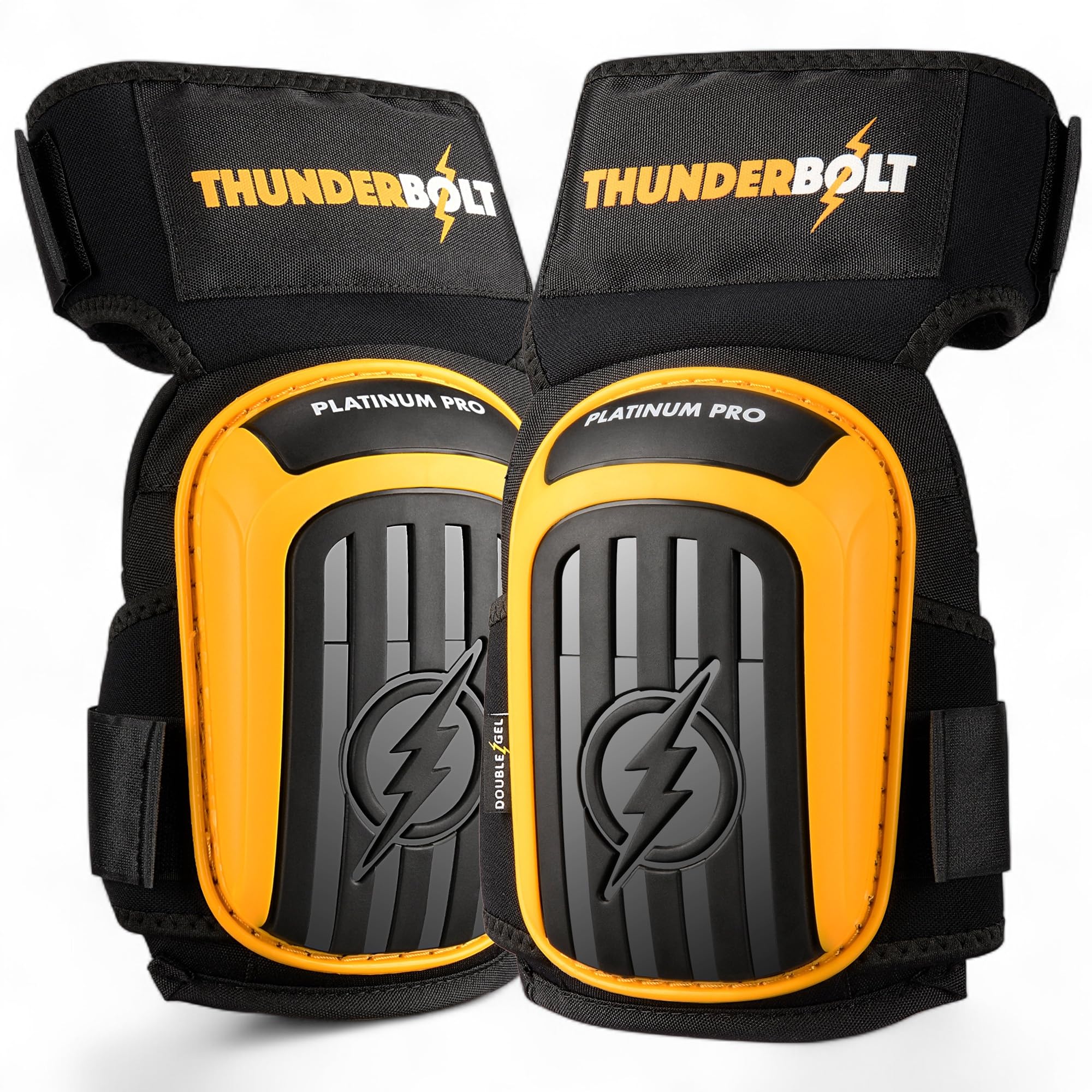 Thunderbolt Knee Pads for Men for Construction Gardening Flooring Roofing Heavy Duty Comfortable Gel Thick Foam Cushion with Adjustable Non-Slip Straps