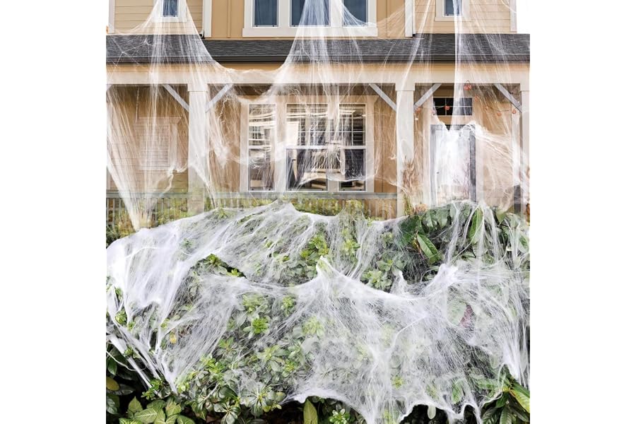 1000 sqft Spider Webs Halloween Decorations with 30 Fake Spiders | Super Stretch Cobwebs for Halloween Indoor and Outdoor Party Supplies