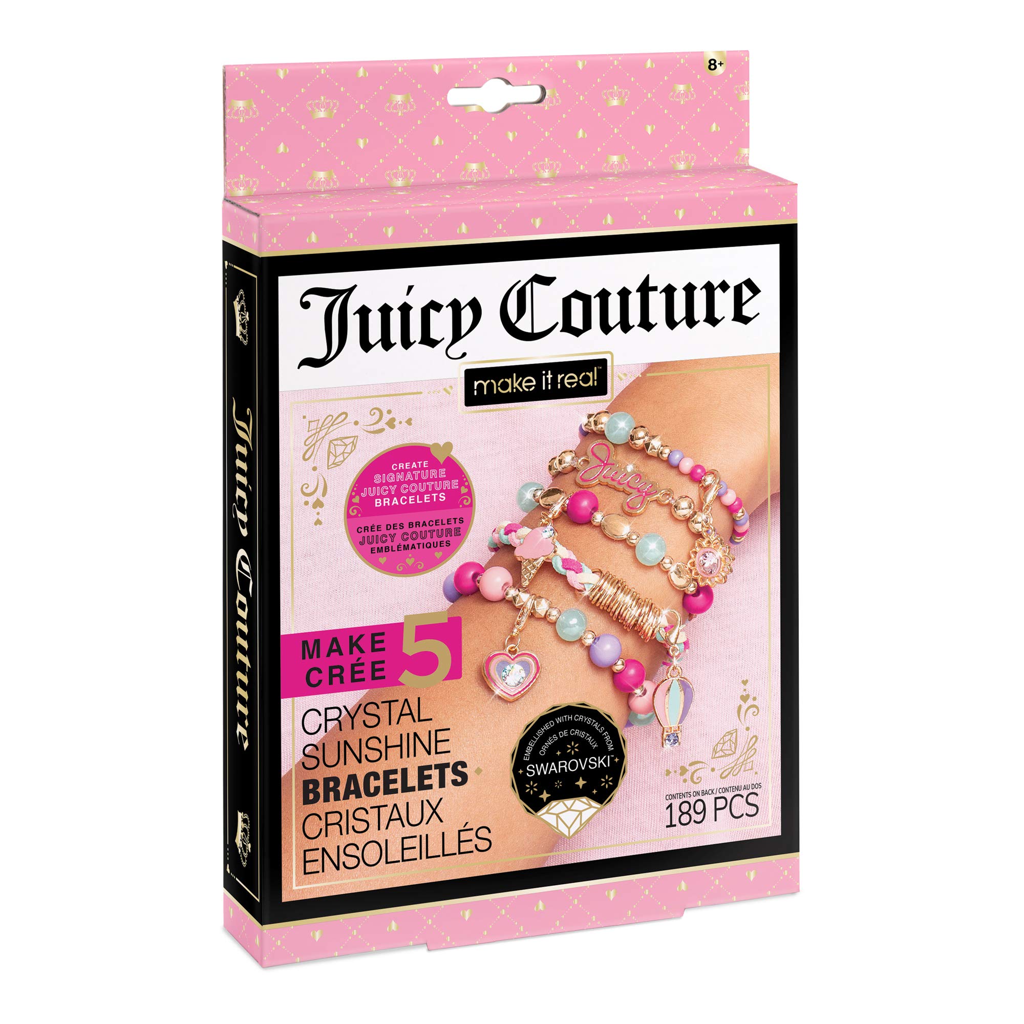 Make It Real Juicy Couture Bracelet Making Kit - with Sunshine Swarovski Crystal Charms - Gifts for Girls
